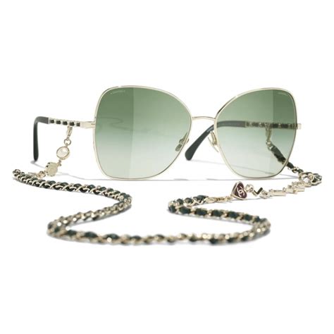 chanel square sunglasses 2020|Chanel butterfly sunglasses with chain.